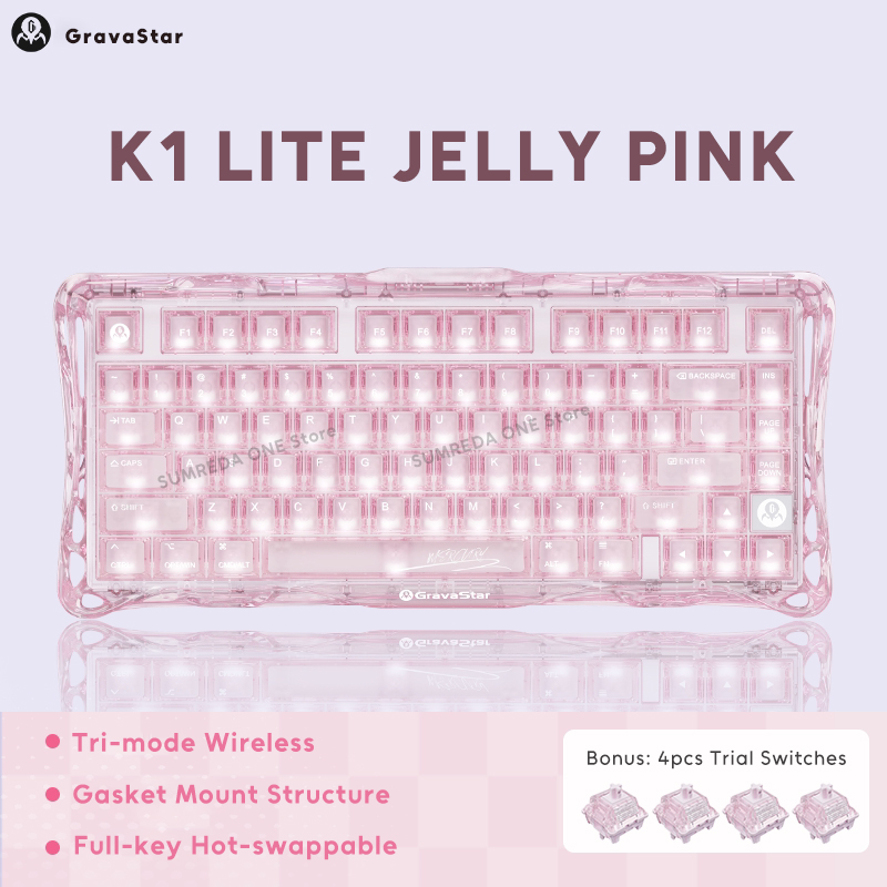 Pc Gaming Pink - K1 LITE JELLY PINK Mechanische Tastatur